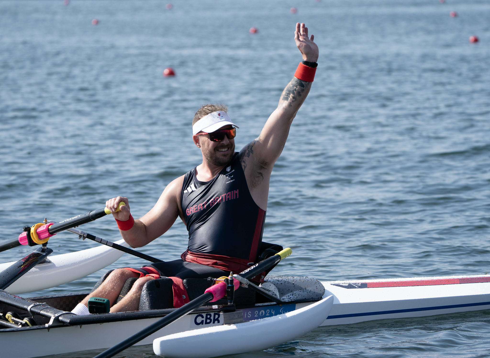 Ben Pritchard celebrates his gold medal winning race.