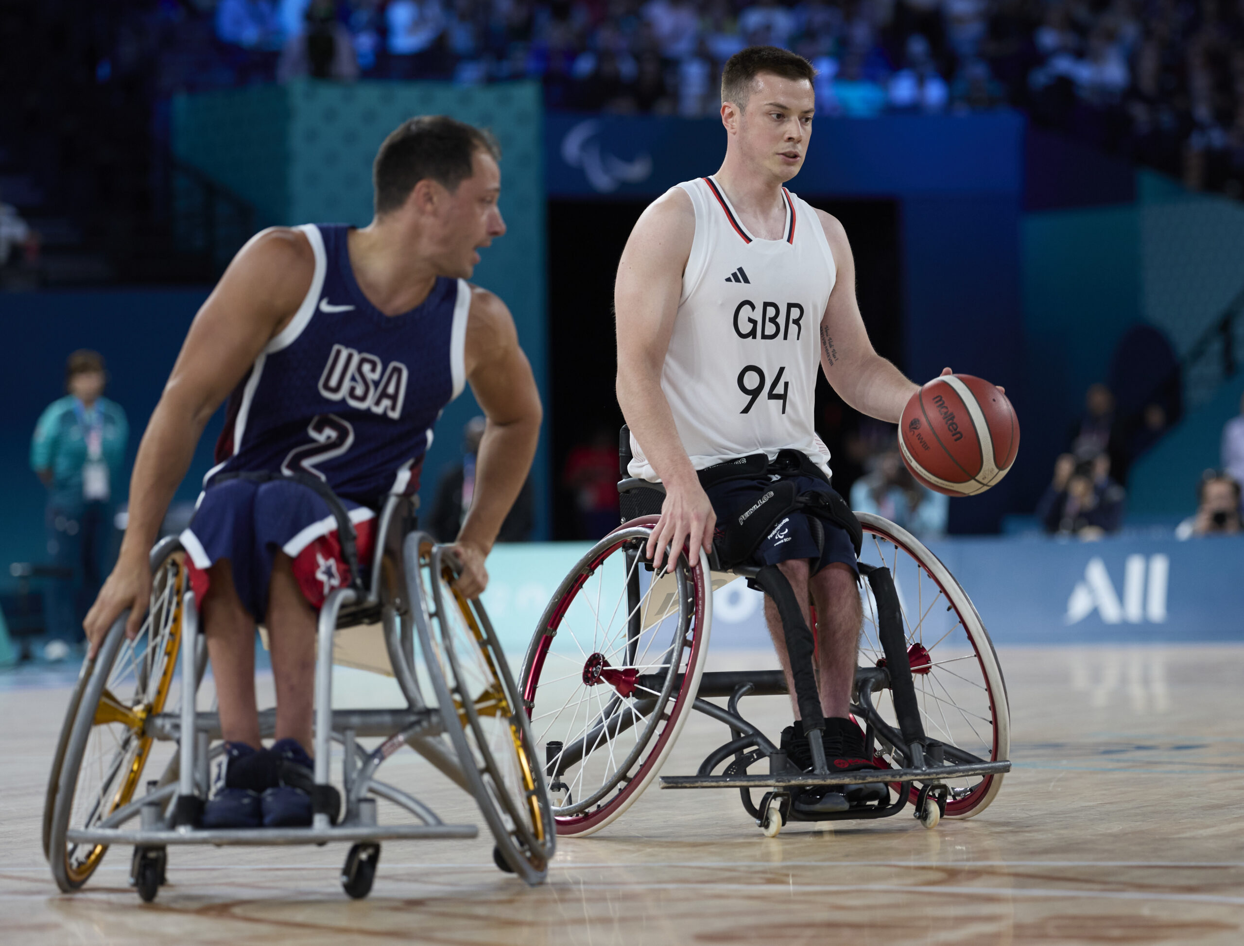 Phil Pratt in the men's wheelchair basketball final against the US.