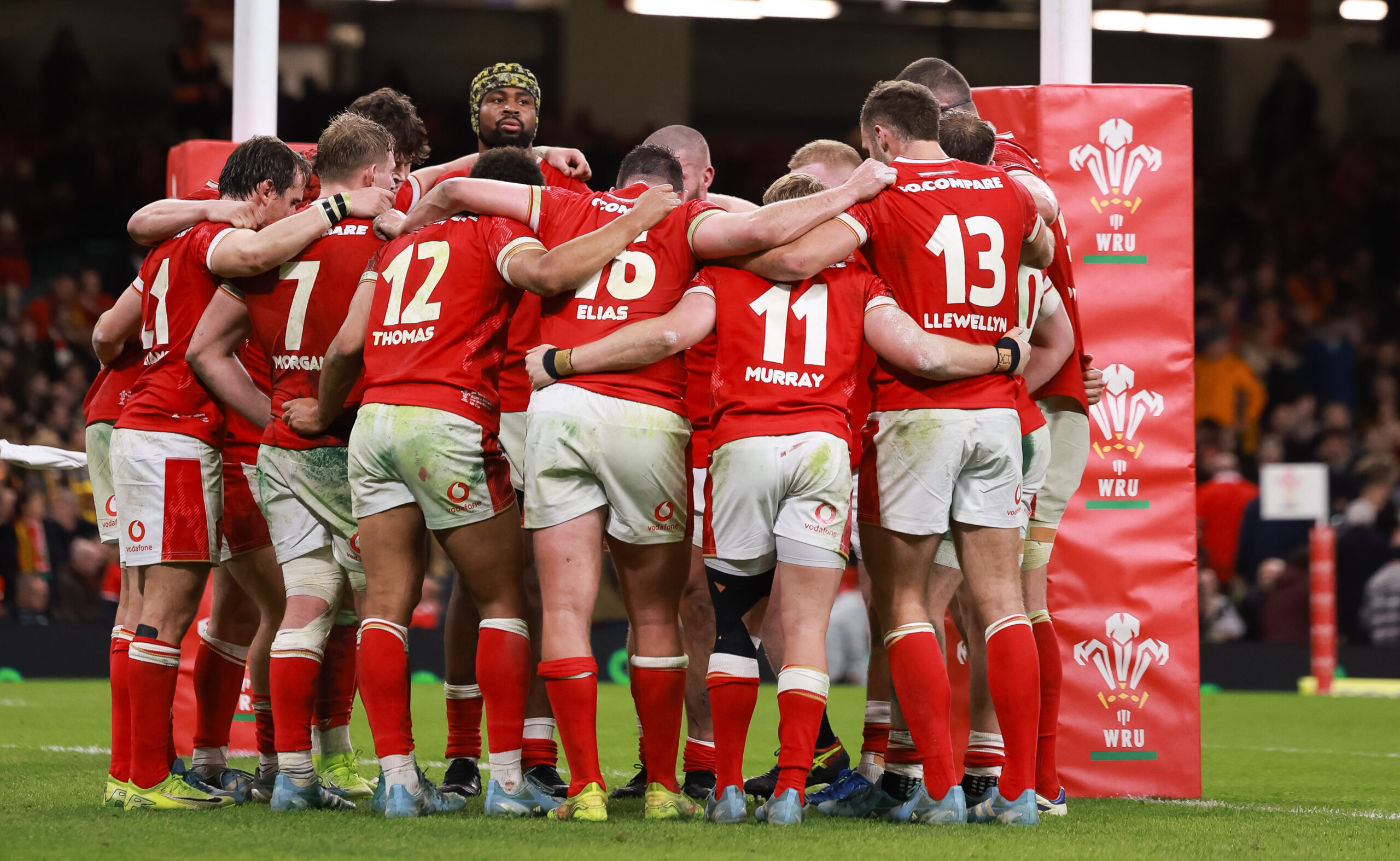 17.11.24 Wales v Australia, Autumn Series 2024 - Wales regroup after Tom Wright of Australia races in unopposed to score the final try of the match